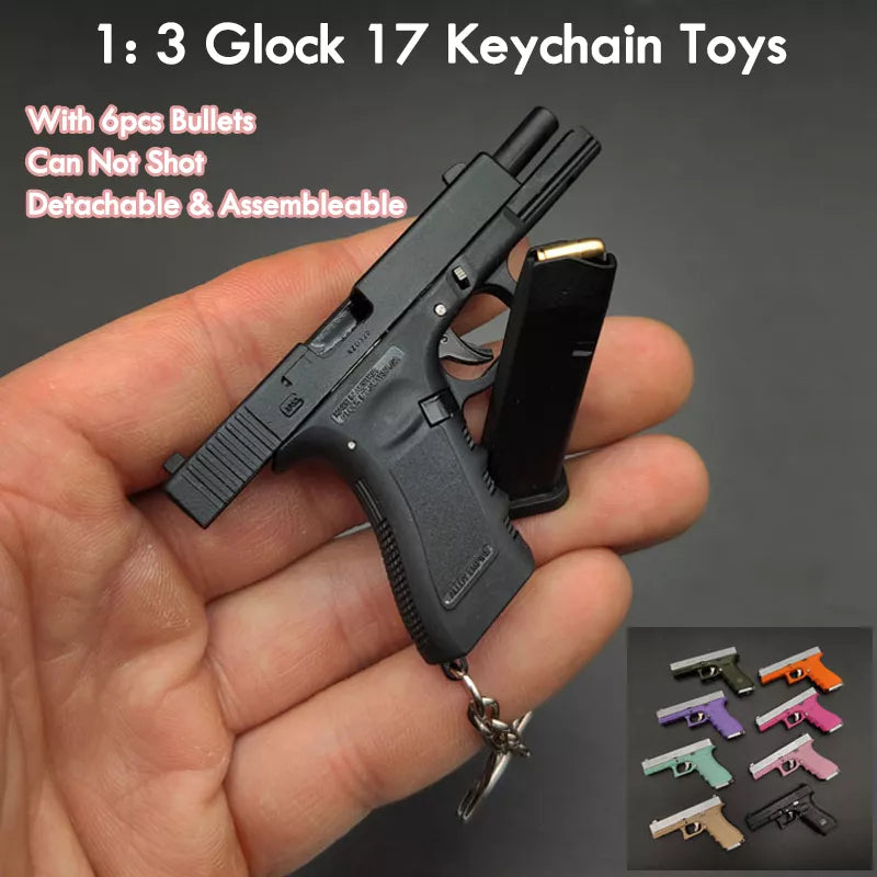 1PC Alloy Empire 1:3 Glock Keychain Jedi Survival Pistol Model Ornaments Simulation Detachable Soldier Equipment with bullets