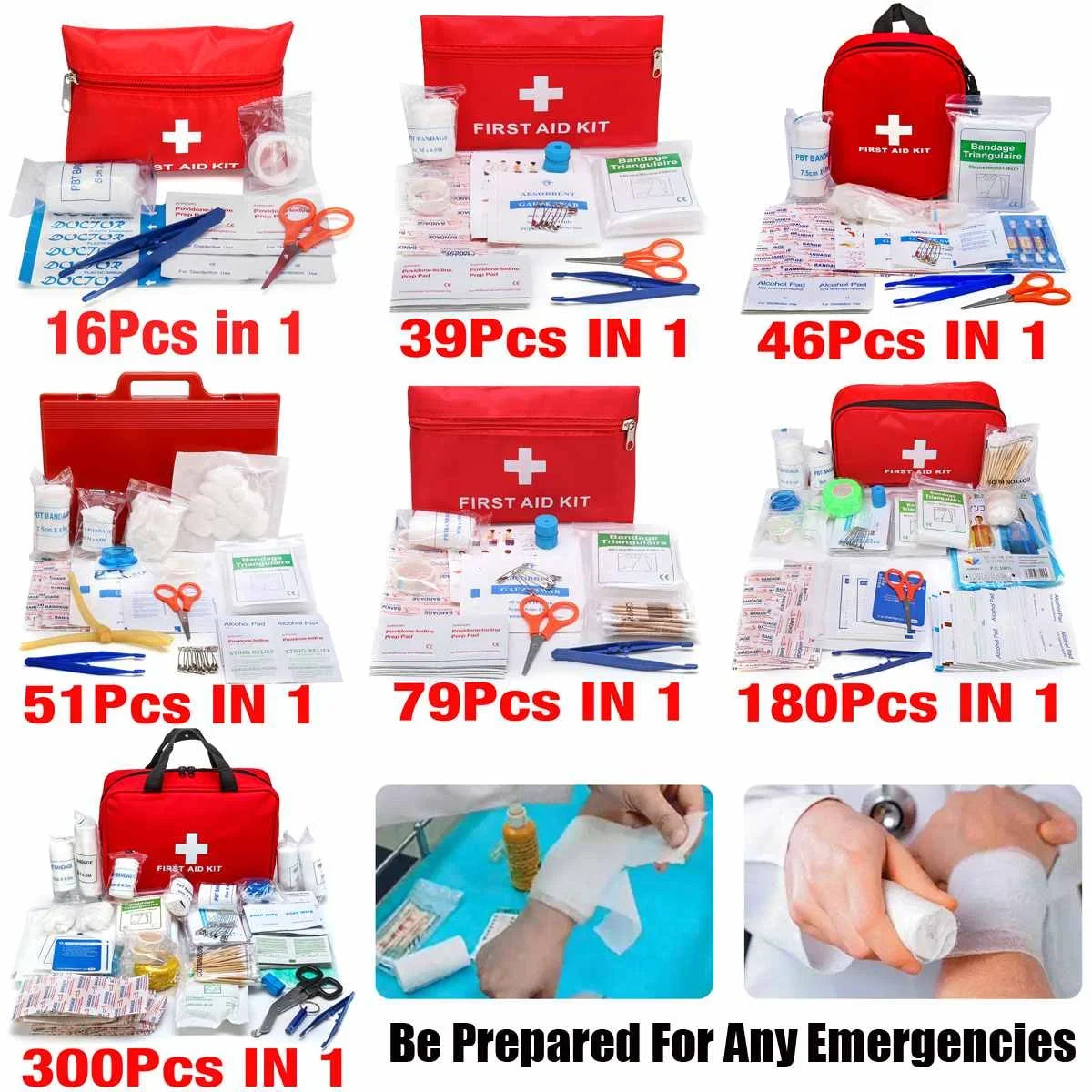 Portable 300Pcs Emergency Survival Set First Aid Kit for Medicines Outdoor Camping Hiking Medical Bag Emergency Handbag